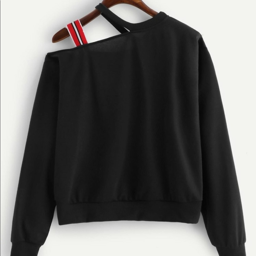 Fringe detail asymmetrical neck sweatshirt - Picture 4 of 6